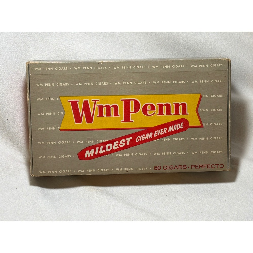 Vintage Wm Penn 60 Perfecto Cigars Empty Cardboard Box Tobacciana Advertising